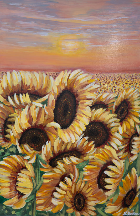 Sunflowers at Sunset